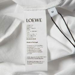 Pre Owned Loewe White Anagram Embroidered Cotton Crew Neck T-Shirt M