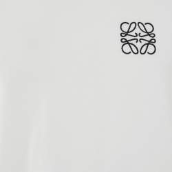 Pre Owned Loewe White Anagram Embroidered Cotton Crew Neck T-Shirt M