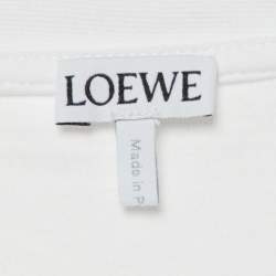 Pre Owned Loewe White Anagram Embroidered Cotton Crew Neck T-Shirt M
