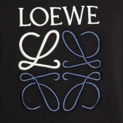 Pre Owned Loewe Black Anagram Embroidered Cotton Sweatshirt M