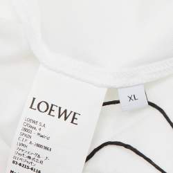 Pre Owned Loewe White Cotton Anagram Fake Pocket Crew Neck T-Shirt XL