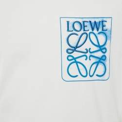 مملوكة مسبقًا Loewe White Cotton Anagram Fake Pocket Crew Neck T-Shirt M