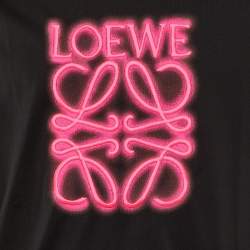 Pre Owned Loewe Black Neon Anagram Embroidered Cotton Crew Neck T-Shirt S