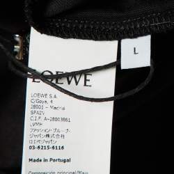 Loewe Black Neon Anagram Embroidered Cotton Crew Neck T-Shirt L
