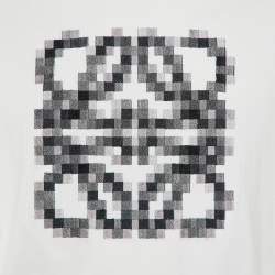 Loewe White Anagram Pixel Embroidered Cotton Crew Neck T-Shirt XL