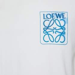 Pre Owned Loewe White Cotton Anagram Fake Pocket T-Shirt M