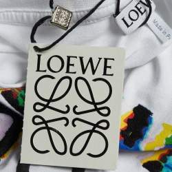 Pre Owned Loewe White Glitch Anagram Cotton Crew Neck T-Shirt M