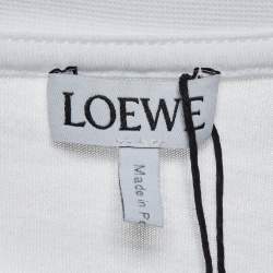 Pre Owned Loewe White Glitch Anagram Cotton Crew Neck T-Shirt M