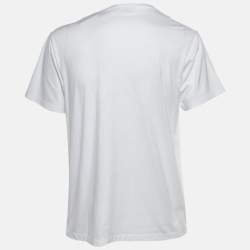 Pre Owned Loewe White Glitch Anagram Cotton Crew Neck T-Shirt M