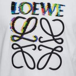 Pre Owned Loewe White Glitch Anagram Cotton Crew Neck T-Shirt M