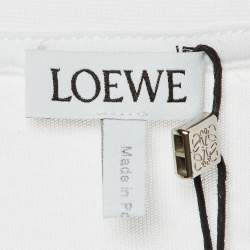 Pre Owned Loewe White Cotton Knit Logo Embroidered Pocket Detail T-Shirt XXL
