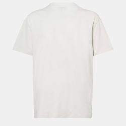 Pre Owned Loewe White Cotton Knit Logo Embroidered Pocket Detail T-Shirt XXL