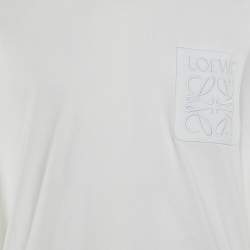 Pre Owned Loewe White Cotton Anagram Embroidered Relaxed Fit T-Shirt L