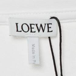 Pre Owned Loewe White Cotton Anagram Embroidered Relaxed Fit T-Shirt L