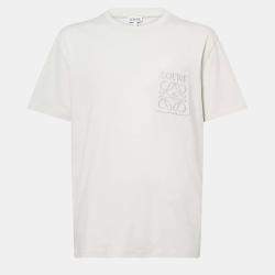 Pre Owned Loewe White Cotton Anagram Embroidered Relaxed Fit T-Shirt L