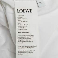 Pre Owned Loewe White Cotton Anagram Embroidered Relaxed Fit T-Shirt XL