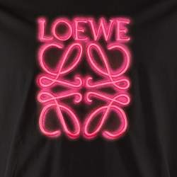 Pre Owned Loewe Black Neon Anagram Embroidered Cotton Crew Neck T-Shirt M