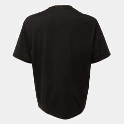 مملوكة مسبقًا قميص لويفي أسود قطن أناغرام مطرز بقصة واسعة صغير