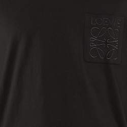 مملوكة مسبقًا قميص لويفي أسود قطن أناغرام مطرز بقصة واسعة صغير