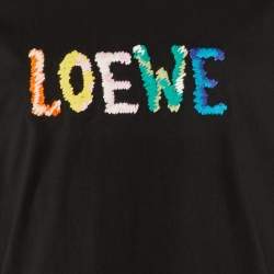 Pre Owned Loewe Black Cotton Anagram Embroidered Relaxed Fit T-Shirt M