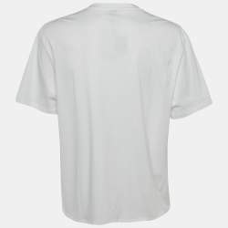 Pre Owned Loewe White Cotton Anagram Embroidered Relaxed Fit T-Shirt XL