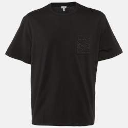 Pre Owned Loewe Black Cotton Anagram Embroidered Relaxed Fit T-Shirt XL