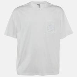 Pre Owned Loewe White Cotton Anagram Pocket Relaxed Fit T-Shirt M