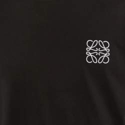 Pre Owned Loewe Black Anagram Embroidered Cotton Crew Neck T-Shirt XL