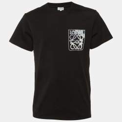 مملوكة مسبقًا Loewe Black Cotton Anagram Fake Pocket T-Shirt L