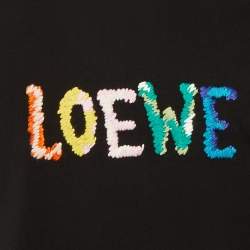 مملوكة مسبقًا Loewe Black Cotton Anagram Embroidered Relaxed Fit T-Shirt S