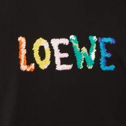 Pre Owned قميص لويفي أسود أناجرام تطريز مريح قطن كبير