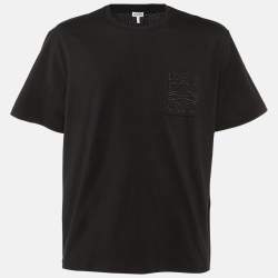 مملوكة مسبقًا Loewe Black Cotton Anagram Embroidered Relaxed Fit T-Shirt M
