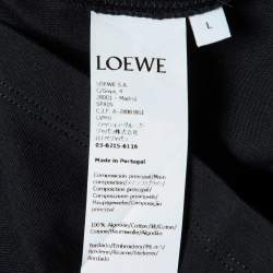 Pre Owned Loewe Black Cotton Knit Anagram Fake Logo Embroidered T-Shirt L