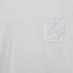 Pre Owned Loewe White Cotton Anagram Pocket Relaxed Fit T-Shirt L