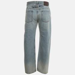 Pre Owned Loewe Light Blue Denim Straight Leg Jeans M/Waist 32" 