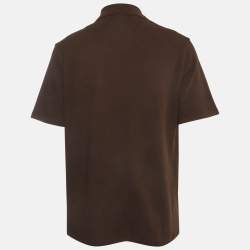 Pre Owned Loewe Brown Anagram Embroidered Piqué Knit Polo T-Shirt XL