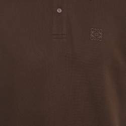Pre Owned Loewe Brown Anagram Embroidered Piqué Knit Polo T-Shirt XL