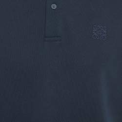 Pre Owned Loewe Navy Blue Anagram Embroidered Piqué Knit Polo T-Shirt XL