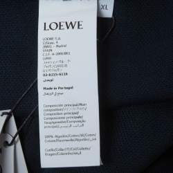 Pre Owned Loewe Navy Blue Anagram Embroidered Piqué Knit Polo T-Shirt XL