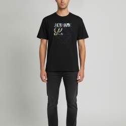 Pre Owned Loewe Black Cotton Glitch Anagram Embroidered T-Shirt M