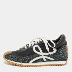 Pre Owned Loewe Grey/Black Suede and Nylon Flow Runner 2.0 Sneakers Size 42