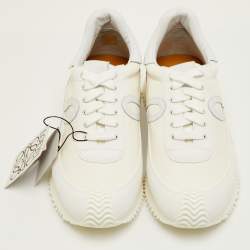 مملوكة مسبقًا Loewe Flow Runner 2.0 Size 42 White Nylon and Suede Low Top Sneakers