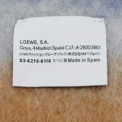 Loewe Blue/Brown Anagram Patch Striped Mohair Blend Tasseled Scarf 