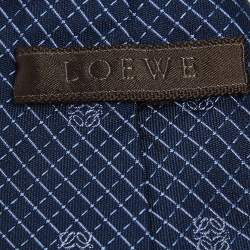 Pre Owned Loewe Navy Blue Logo Motif Silk Tie