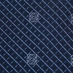 Pre Owned Loewe Navy Blue Logo Motif Silk Tie