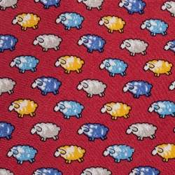 Loewe Vintage Red Sheep Print Classic Silk Tie 