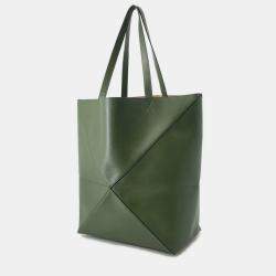 مملوكة مسبقًا Loewe Puzzle Fold Tote Green Leather XL Tote