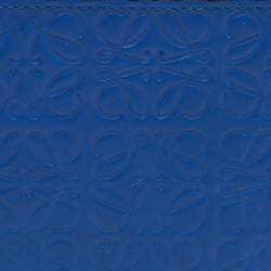Pre Owned Loewe Anagram Embossed Blue Leather Bifold Wallet