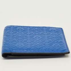 Pre Owned Loewe Anagram Embossed Blue Leather Bifold Wallet