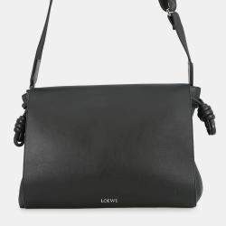 Pre Owned Loewe Flamenco Satchel 2Way Shoulder Black Leather
